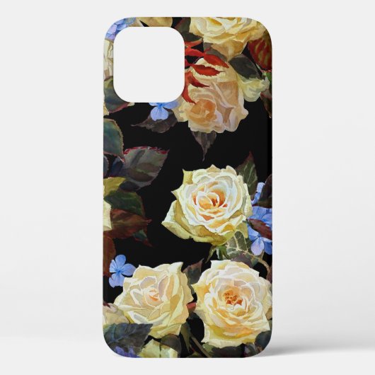 Coques Case-Mate iPhone Floral motif moderne, roses blanches, hydrangée bl (Verso)