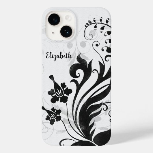 Coques Case-Mate iPhone Floral noir blanc personnalisé (Verso)