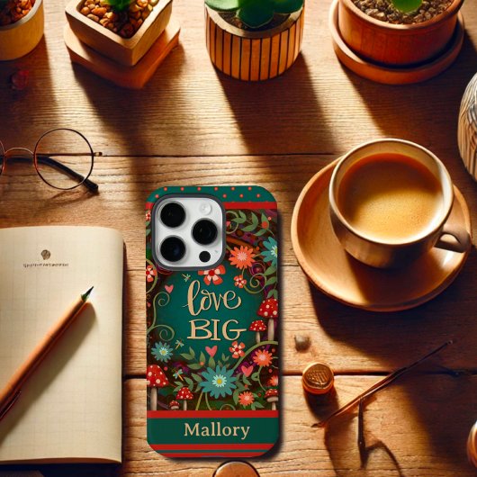 Coques Case-Mate iPhone Floral Nom Personnalisé Champignons Amour Amour Gr