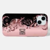 Coques Case-Mate iPhone Floral or rose - Monogramme (Verso (horizontal))