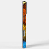 Coques Case-Mate iPhone Floral Orange Bleu Jaune Art Abstrait (Verso / Droite)