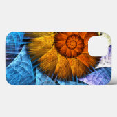 Coques Case-Mate iPhone Floral Orange Bleu Jaune Art Abstrait (Verso (horizontal))