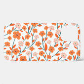 Coques Case-Mate iPhone Floral Orange Pastel Blanc sans couture (Verso (horizontal))