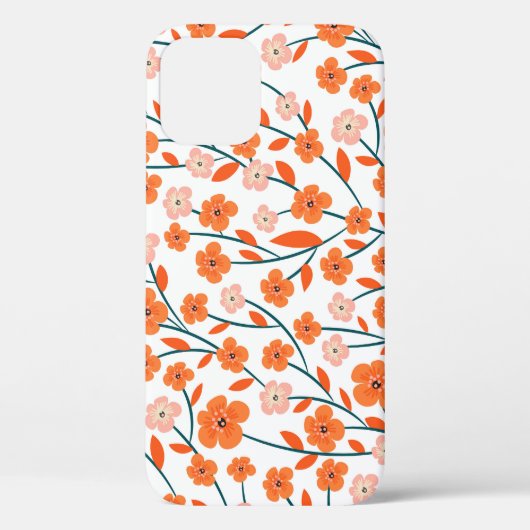 Coques Case-Mate iPhone Floral Orange Pastel Blanc sans couture (Verso)