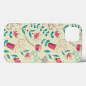 Coques Case-Mate iPhone Floral pattern with cartoon cats (Verso (horizontal))