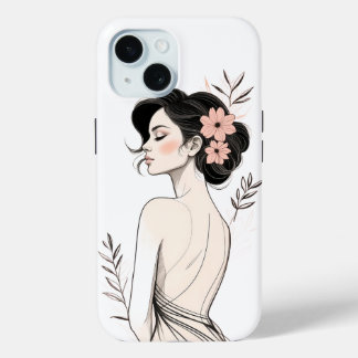 Coque Pour iPhone 15 Floral Portrait iPhone 15 Tough Case