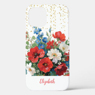 Case-Mate iPhone Case Floral Red Blue Gold Parties scintillant Fleurs sa