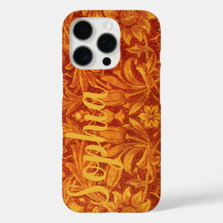 Coques iPhone 16 Pro Floral Red & Golden Yellow Wm Morris Add a Name