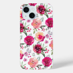 Coque Pour iPhone 15 Floral rose