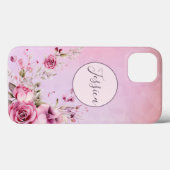 Coques Case-Mate iPhone Floral rose customisé (Verso (horizontal))