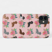 Coques Case-Mate iPhone floral rose de dachshund (Dos (Horizontal))