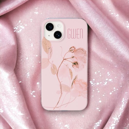 Coques Case-Mate iPhone Floral rose doux Personnalisé