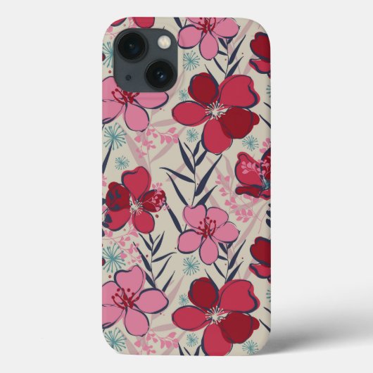 Coques Case-Mate iPhone Floral rose et rouge moderne (Verso)