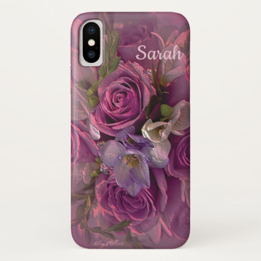 Coques Case-Mate iPhone Floral rose et violet (Dos)