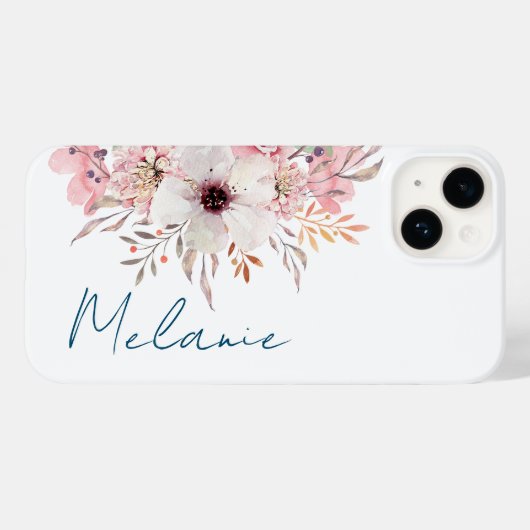Coques Case-Mate iPhone Floral rose moderne (Verso (horizontal))