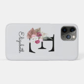 Coques Case-Mate iPhone Floral rose moderne E initial (Dos (Horizontal))