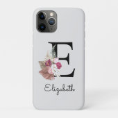 Coques Case-Mate iPhone Floral rose moderne E initial (Dos)
