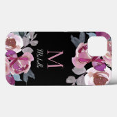 Coques Case-Mate iPhone Floral rose monogramme (Verso (horizontal))
