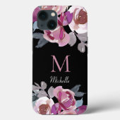 Coques Case-Mate iPhone Floral rose monogramme (Verso)