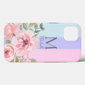 Coques Case-Mate iPhone Floral rose monogramme (Verso (horizontal))