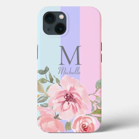 Coques Case-Mate iPhone Floral rose monogramme (Verso)
