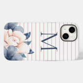 Coques Case-Mate iPhone Floral rose monogramme (Verso (horizontal))