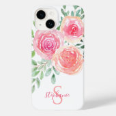 Coques Case-Mate iPhone Floral rose monogramme (Verso)
