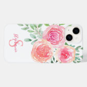 Coques Case-Mate iPhone Floral rose monogramme (Verso (horizontal))