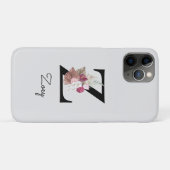 Coques Case-Mate iPhone Floral rose monogramme Z initial (Dos (Horizontal))