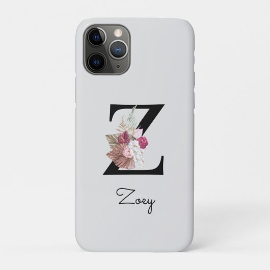 Coques Case-Mate iPhone Floral rose monogramme Z initial (Dos)