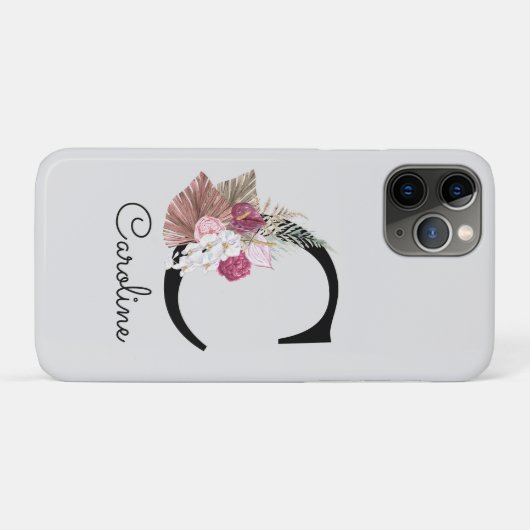 Coques Case-Mate iPhone Floral rose or monogramme C initial (Dos (Horizontal))