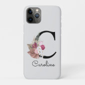 Coques Case-Mate iPhone Floral rose or monogramme C initial (Dos)