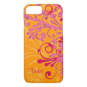 Coque Case-Mate Pour iPhone Floral rose orange personnalisé