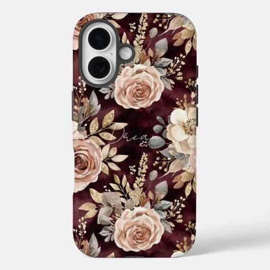 Coques Case-Mate iPhone Floral roux de Bourgogne (Verso)