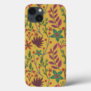 Case-Mate iPhone Case Floral sans couture motif fleurs jaunes et feuille