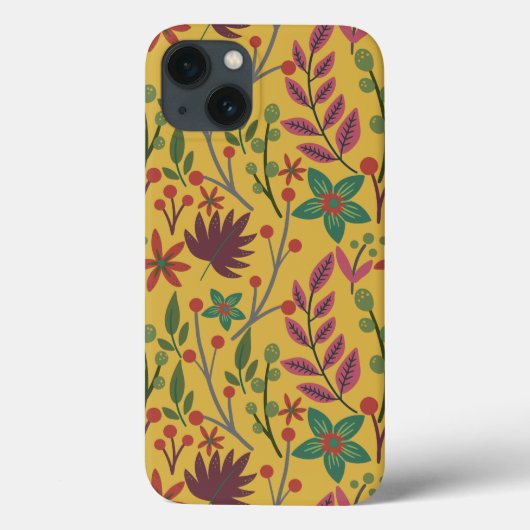 Coques Case-Mate iPhone Floral sans couture motif fleurs jaunes et feuille (Verso)