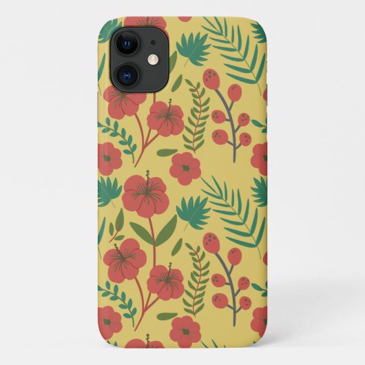 Coques Case-Mate iPhone Floral sans couture motif rouge jaune vert fleurs (Dos)