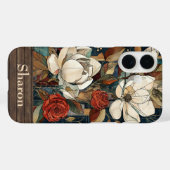 Coques Case-Mate iPhone Floral Stained-Glass Phone Case with Personalized (Verso (horizontal))