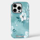 Coques Case-Mate iPhone Floral Turquoise monochromatique (Verso)