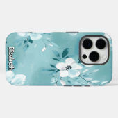 Coques Case-Mate iPhone Floral Turquoise monochromatique (Verso (horizontal))
