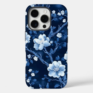 Coques iPhone 16 Pro Flore bleu profond