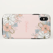 Coques Case-Mate iPhone Flore bleu rose pâle Personnalisé (Dos (Horizontal))