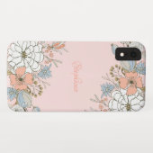 Coques Case-Mate iPhone Flore bleu rose pâle Personnalisé (Dos (Horizontal))
