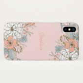 Coques Case-Mate iPhone Flore bleu rose pâle Personnalisé (Dos (Horizontal))