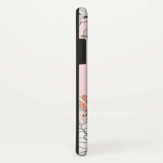 Coques Case-Mate iPhone Flore bleu rose pâle Personnalisé (Dos/Droite)