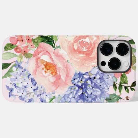 Coques Case-Mate iPhone Flore de printemps bleu rose Hydrangea Peony (Verso (horizontal))