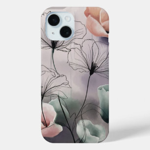 Coque Pour iPhone 15 Flore de rêve : Encre et aquarelle Elégance