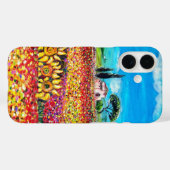 Coques Case-Mate iPhone FLORE EN TOSCANE/ Champs, Pépites et tournesols (Verso (horizontal))