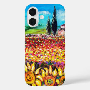 Coques iPhone 16 FLORE EN TOSCANE/ Champs, Pépites et tournesols