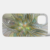 Coques Case-Mate iPhone Flore Fleur Fractale Imaginaire Avec Initiales Or (Verso (horizontal))